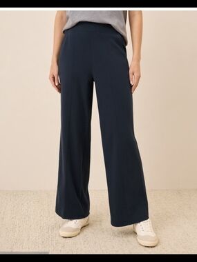 Pact Organic Airplane Pintuck Wide Leg Pant Midnight Blue Size XL